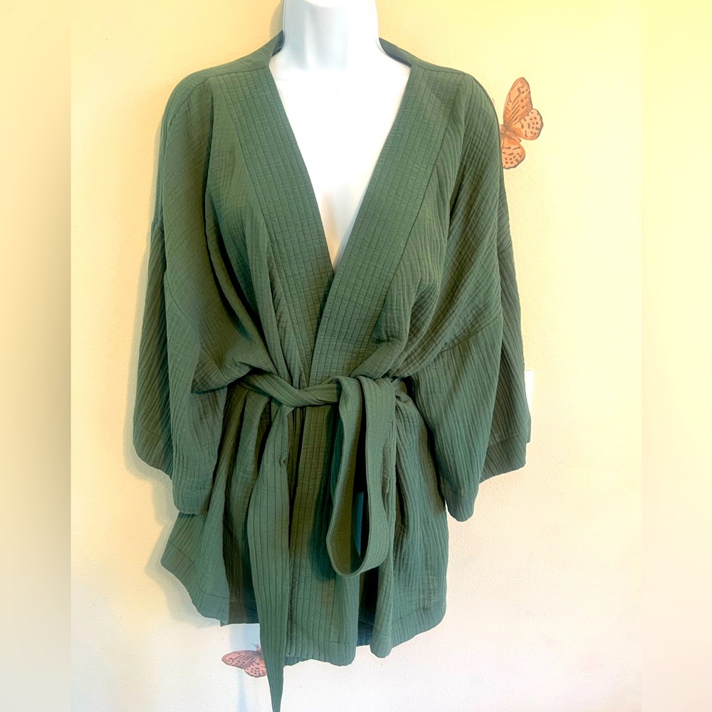 NWOT 3X Touchable Linen Cotton Muslin Robe Top/Jacket